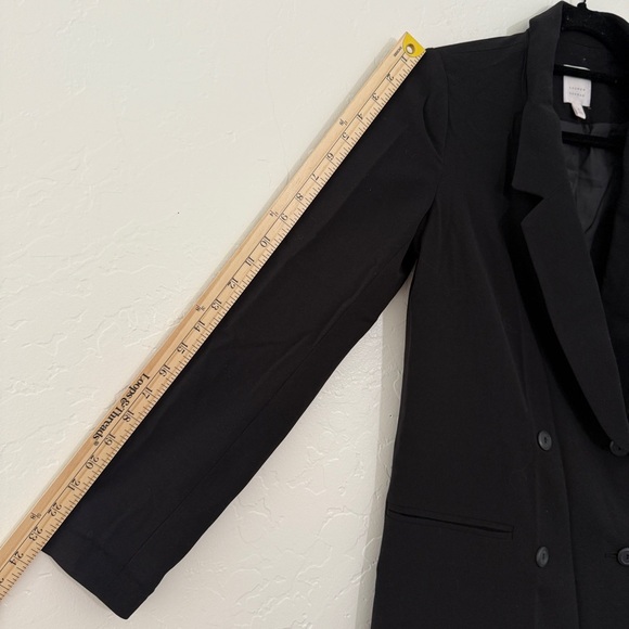 Lauren Conrad Black Blazer Size 4 | Longline Double Breasted Jacket - Picture 3 of 10